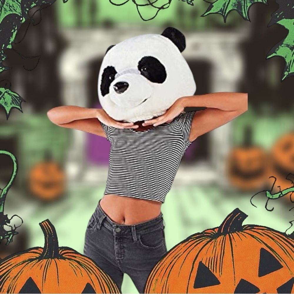 🐼 Title: "Panda-monium! Big Fat Head Costume Fun 🐾"